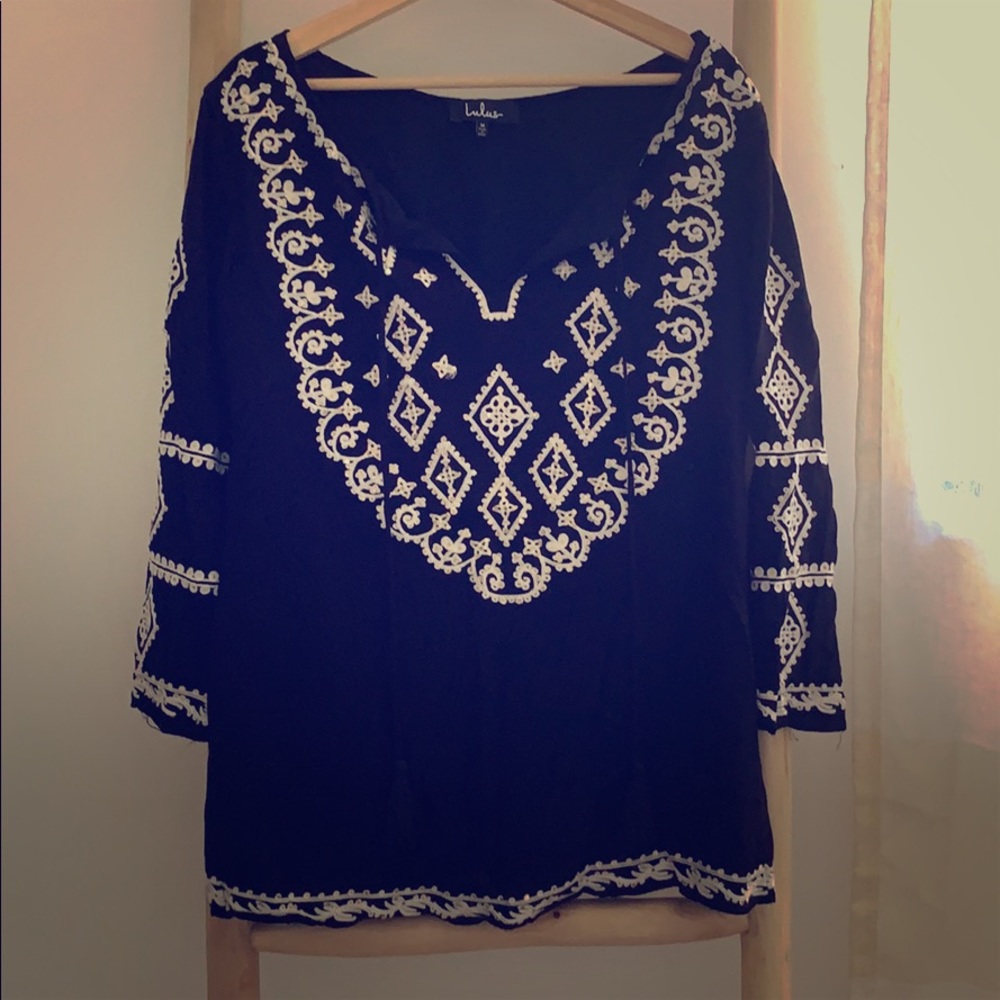 black and white embroidered dress